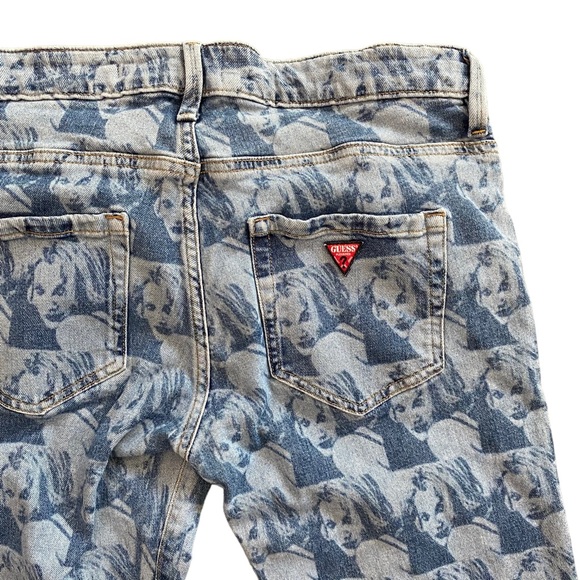 GUESS x Pleasures Drew Barrymore Denim Size 30 Printed 90s Inspired Jeans - Picture 15 of 15